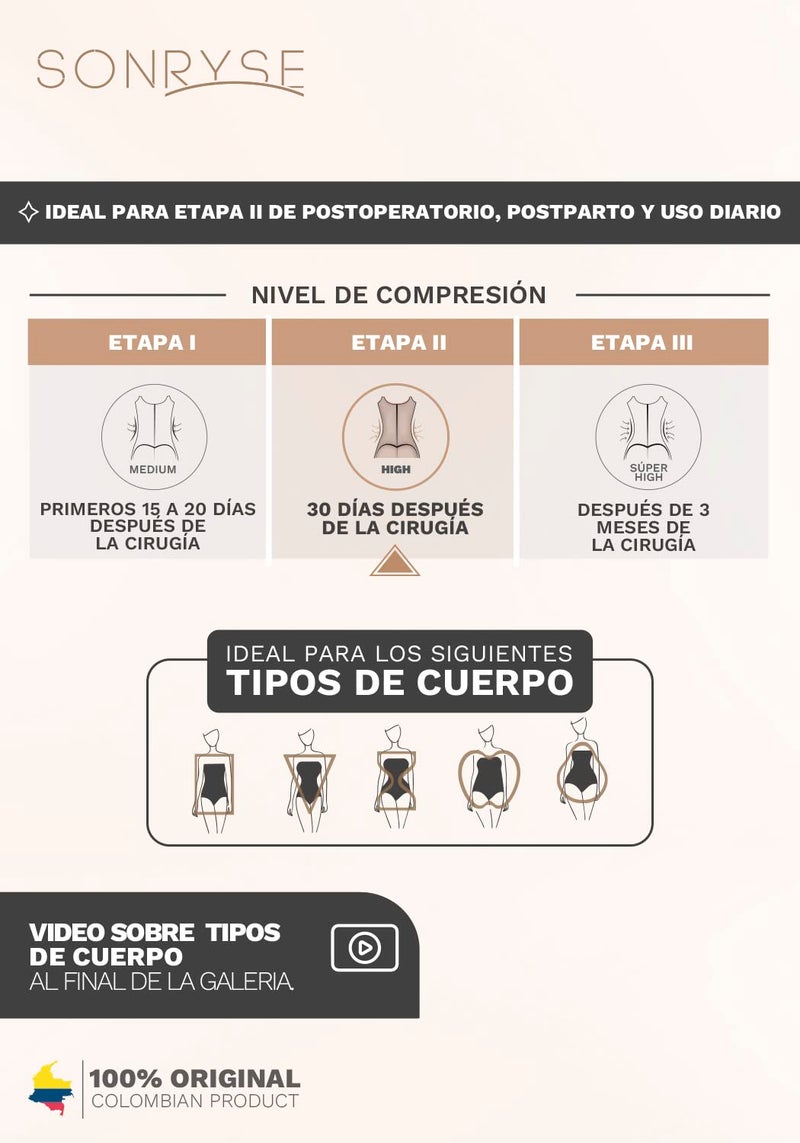 Sonryse Shapewear for women Fajas Colombianas Moldeadoras | Stage 2 Faja Tummy Control Shapewear after Tummy Tuck and Liposuction Mocha Medium - Image 4